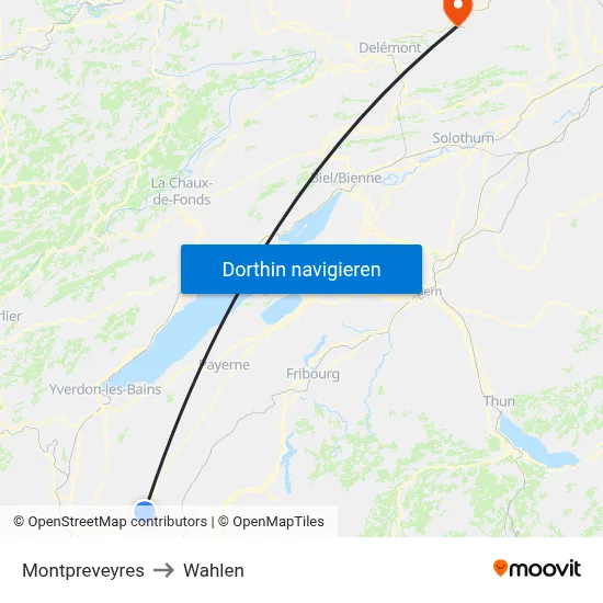 Montpreveyres to Wahlen map