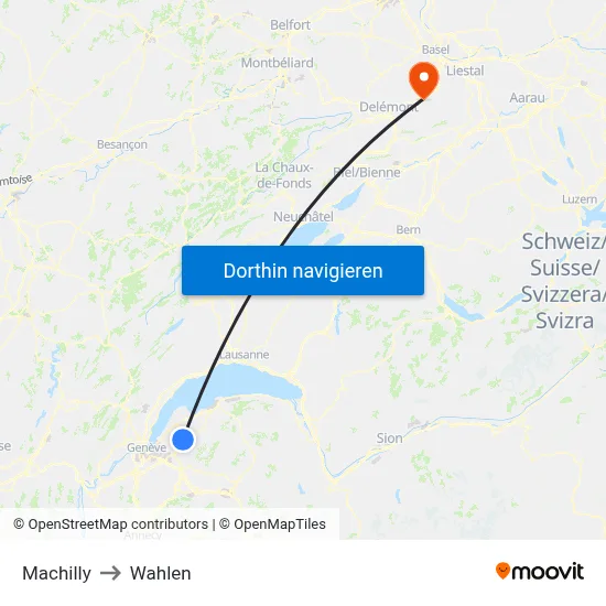 Machilly to Wahlen map