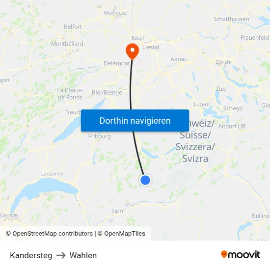 Kandersteg to Wahlen map