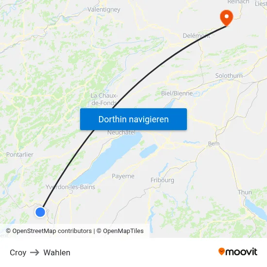 Croy to Wahlen map