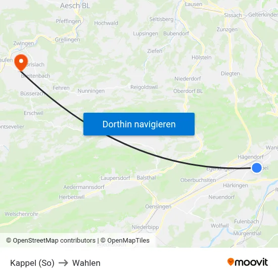 Kappel (So) to Wahlen map
