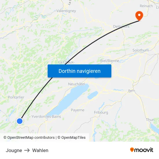Jougne to Wahlen map
