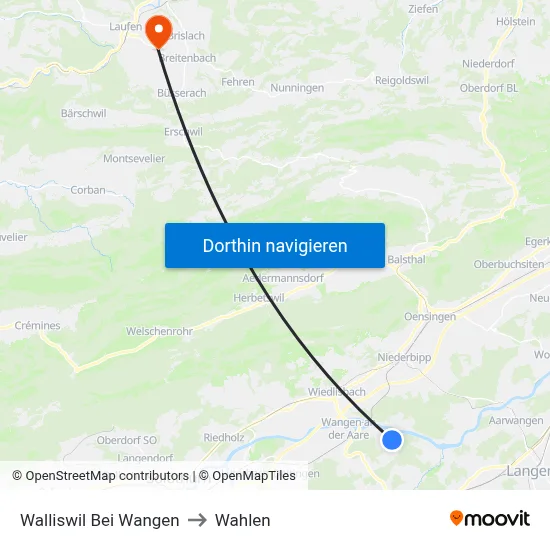 Walliswil Bei Wangen to Wahlen map