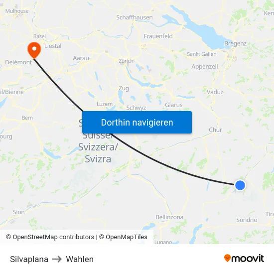 Silvaplana to Wahlen map