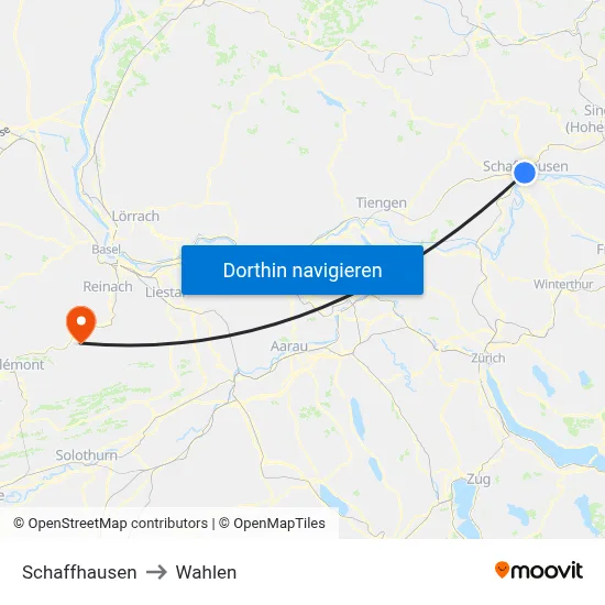 Schaffhausen to Wahlen map