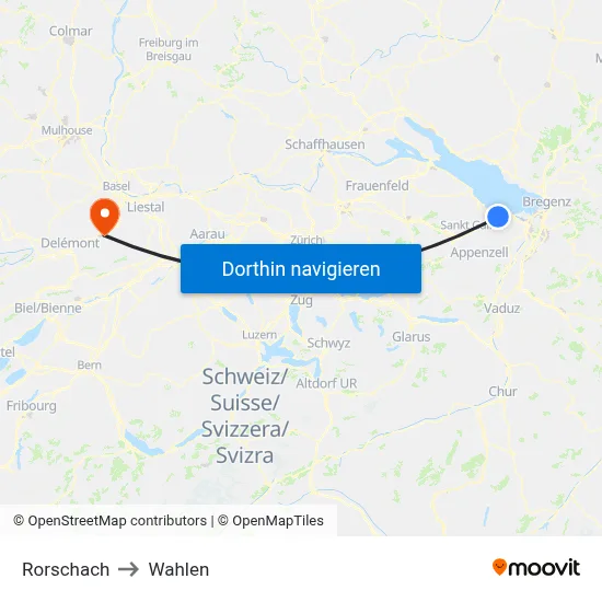 Rorschach to Wahlen map