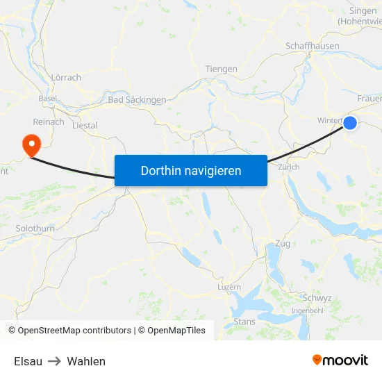 Elsau to Wahlen map