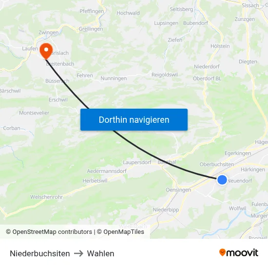 Niederbuchsiten to Wahlen map