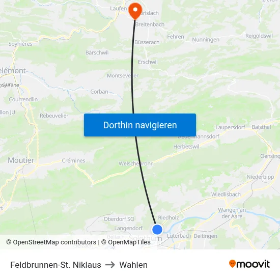 Feldbrunnen-St. Niklaus to Wahlen map