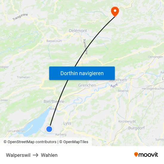 Walperswil to Wahlen map