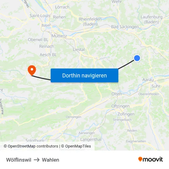 Wölflinswil to Wahlen map