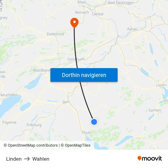 Linden to Wahlen map