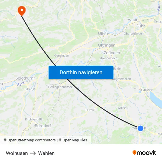 Wolhusen to Wahlen map