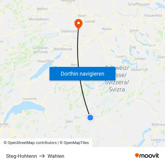 Steg-Hohtenn to Wahlen map