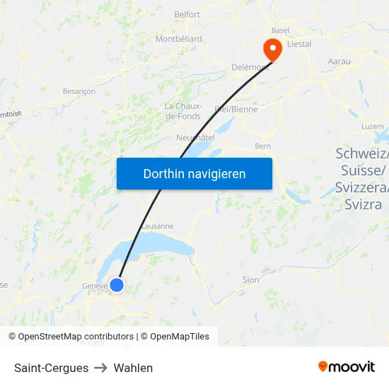 Saint-Cergues to Wahlen map