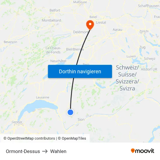 Ormont-Dessus to Wahlen map