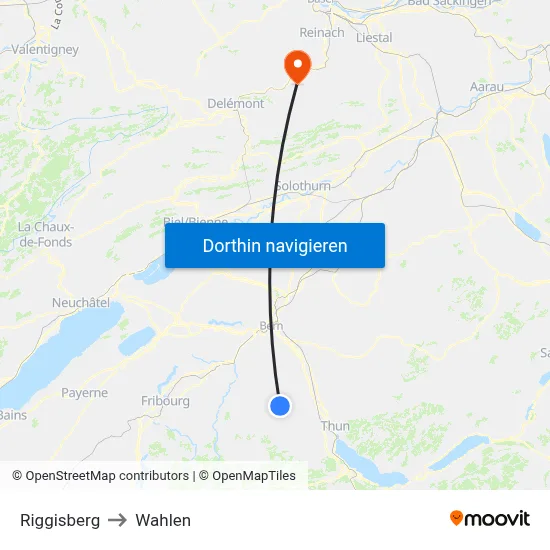Riggisberg to Wahlen map