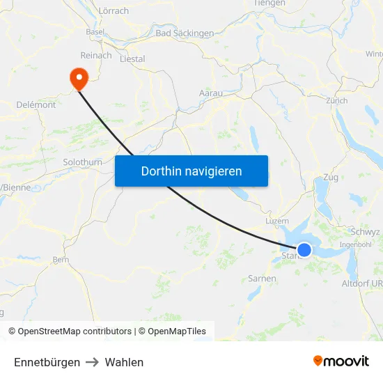 Ennetbürgen to Wahlen map