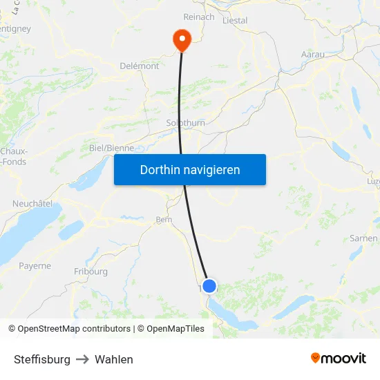 Steffisburg to Wahlen map