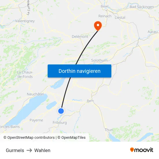 Gurmels to Wahlen map