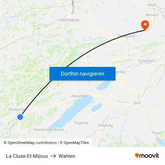 La Cluse-Et-Mijoux to Wahlen map