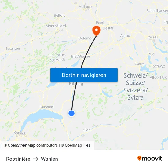 Rossinière to Wahlen map