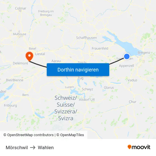Mörschwil to Wahlen map