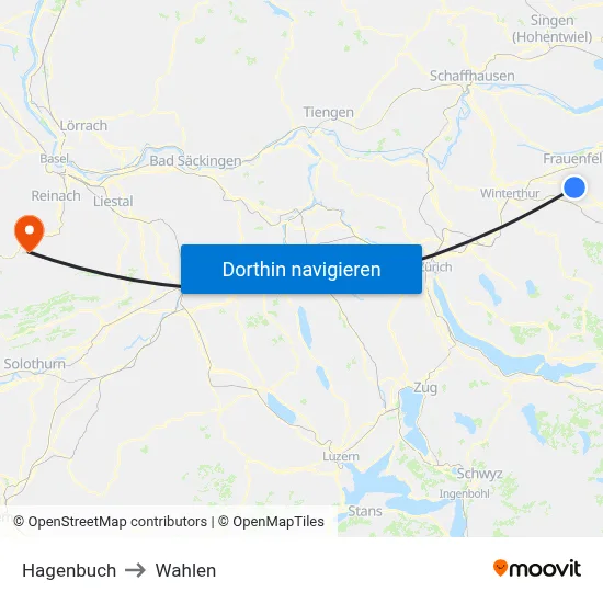 Hagenbuch to Wahlen map