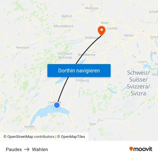 Paudex to Wahlen map