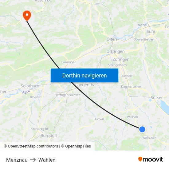 Menznau to Wahlen map