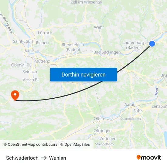 Schwaderloch to Wahlen map