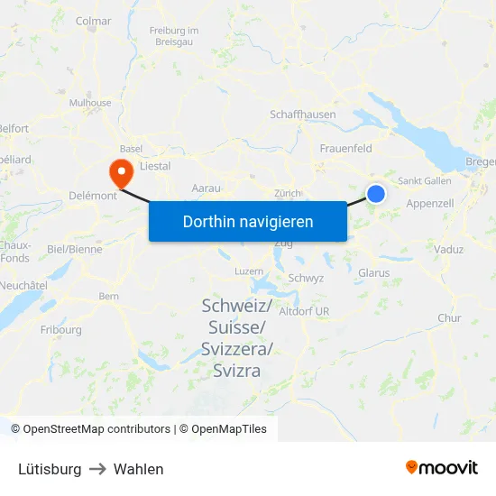 Lütisburg to Wahlen map