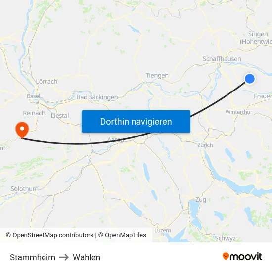 Stammheim to Wahlen map