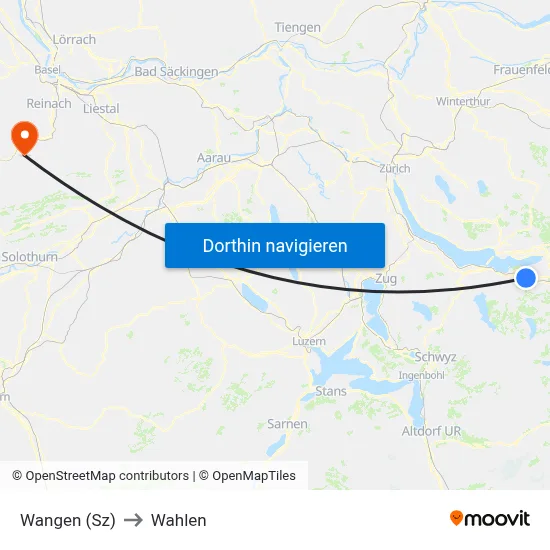 Wangen (Sz) to Wahlen map