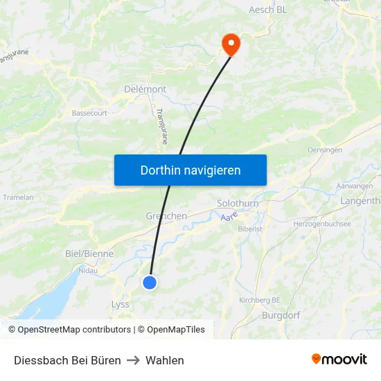 Diessbach Bei Büren to Wahlen map