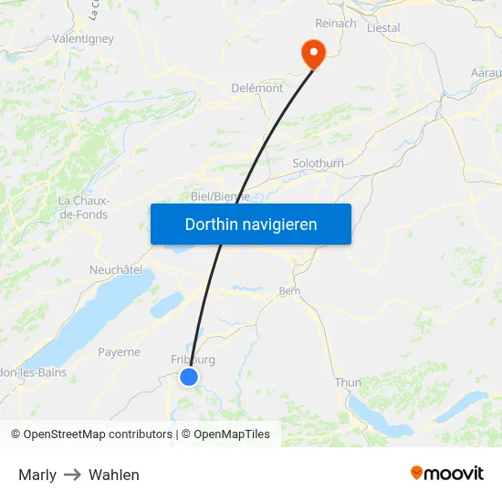 Marly to Wahlen map