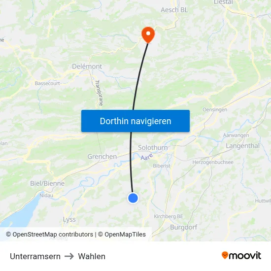 Unterramsern to Wahlen map