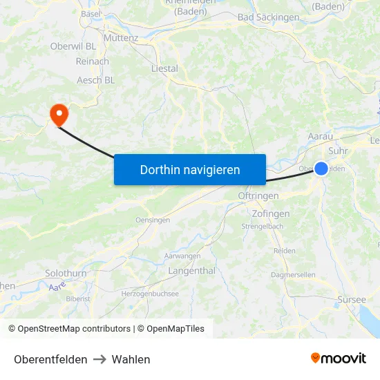 Oberentfelden to Wahlen map
