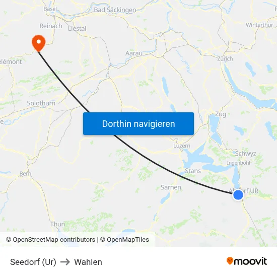 Seedorf (Ur) to Wahlen map