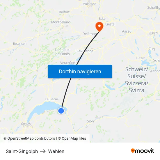 Saint-Gingolph to Wahlen map
