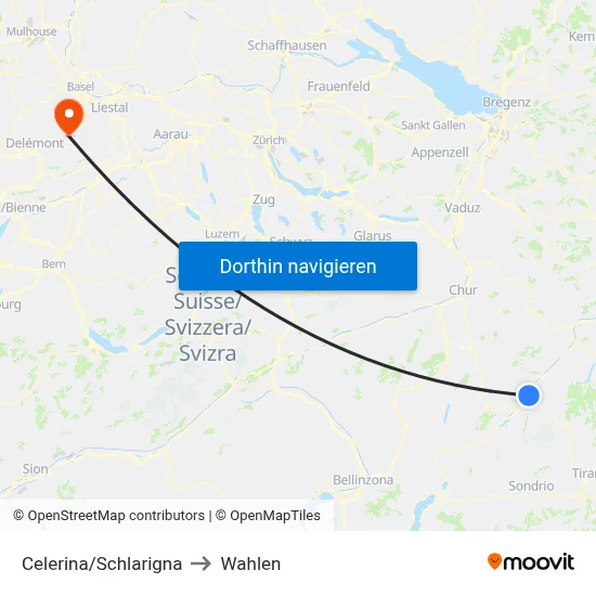 Celerina/Schlarigna to Wahlen map