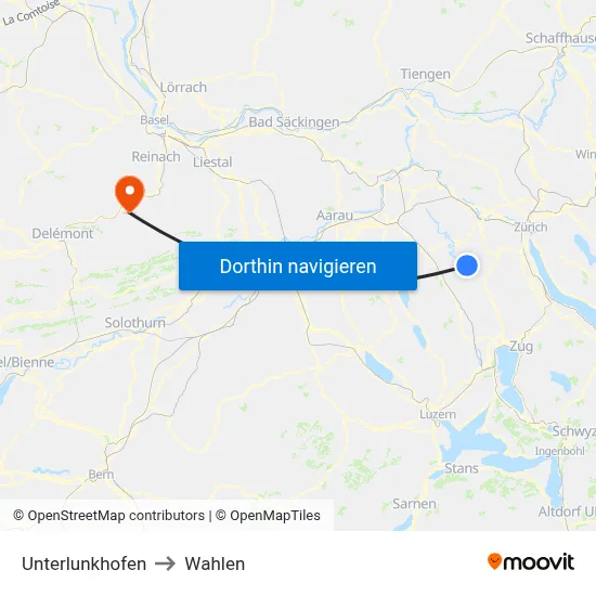 Unterlunkhofen to Wahlen map