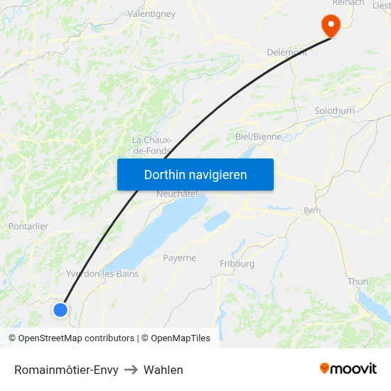 Romainmôtier-Envy to Wahlen map