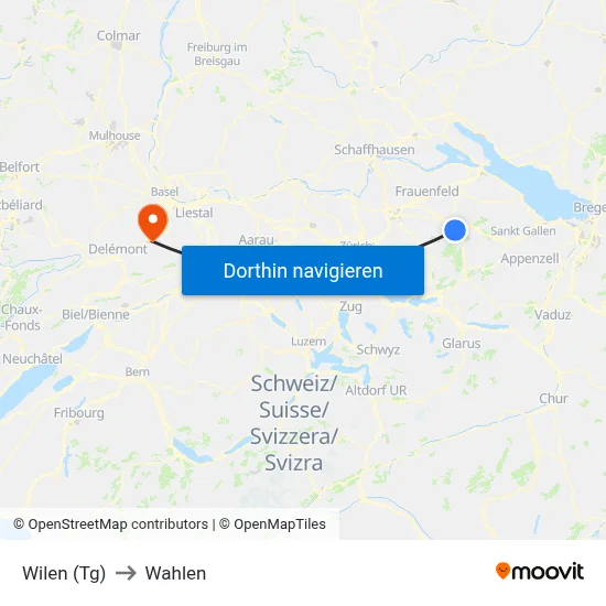 Wilen (Tg) to Wahlen map
