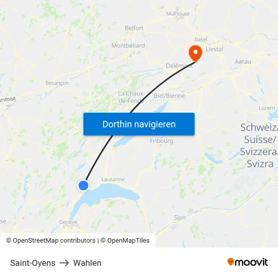 Saint-Oyens to Wahlen map