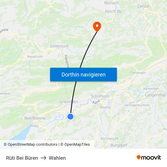 Rüti Bei Büren to Wahlen map