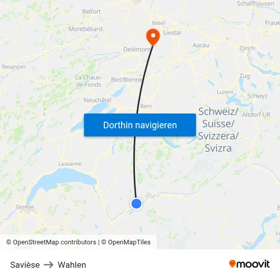 Savièse to Wahlen map