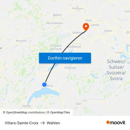 Villars-Sainte-Croix to Wahlen map