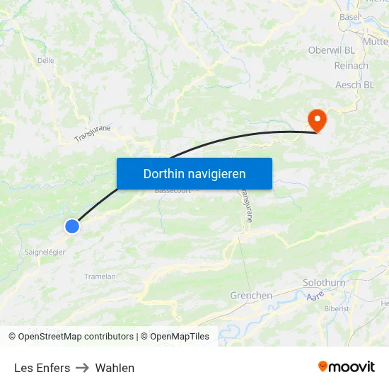 Les Enfers to Wahlen map