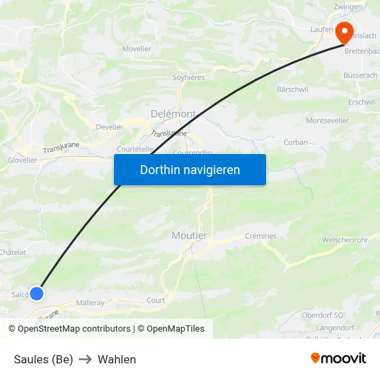Saules (Be) to Wahlen map